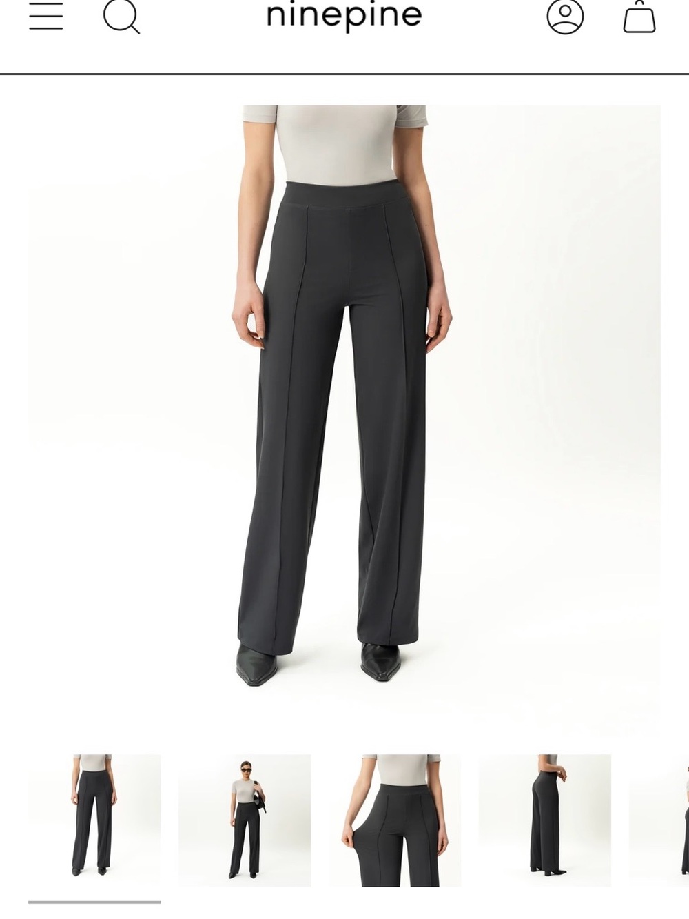 Ninepine Asana Relaxed Front Crease Pant - 32” - NEW - Charcoal